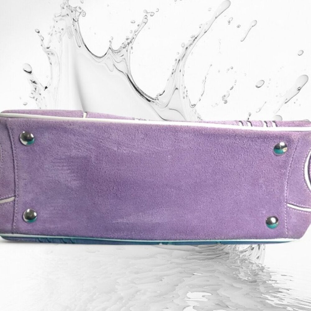 Vintage COACH Optic Signature Tote Handbag in purple Suede Y2K - Picture 10 of 11